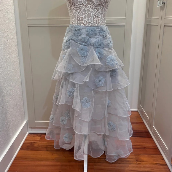 LoveShackFancy Grover Floral-Appliqué Tiered Organza Ruffled Maxi Skirt - Picture 4 of 12